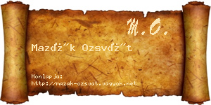 Mazák Ozsvát névjegykártya